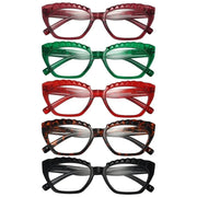 eyekeeper.com 5 Pack Fashion Cat-eye Reading Glasses Checkered Design Readers R2133 Eyeglasses
