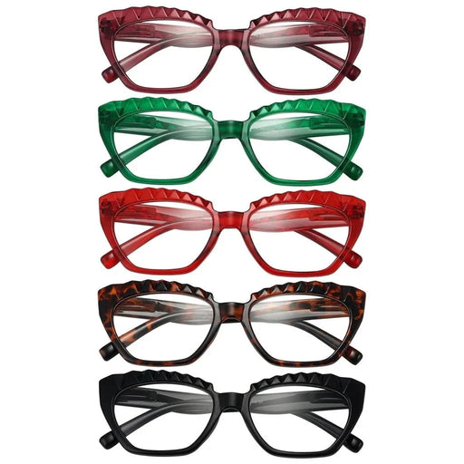 eyekeeper.com 5 Pack Fashion Cat-eye Reading Glasses Checkered Design Readers R2133 Eyeglasses