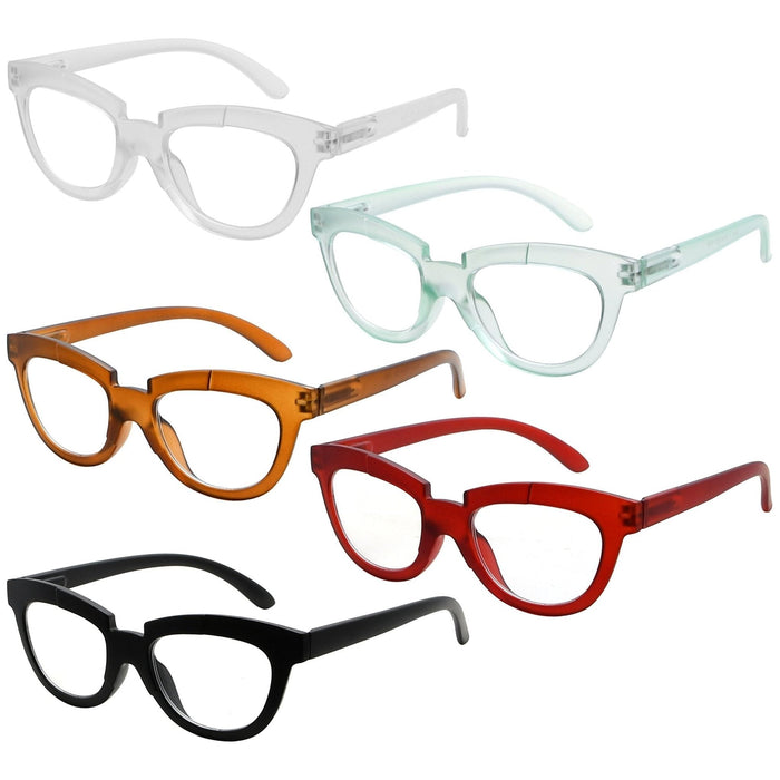 Eyekeeper - 5 Pack Fashionable Cat-Eye Reading Glasses R2102