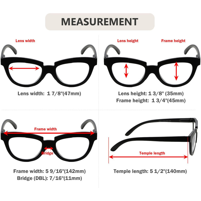 Eyekeeper - 5 Pack Fashionable Cat-Eye Reading Glasses R2102