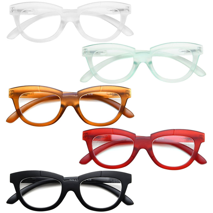 Eyekeeper - 5 Pack Fashionable Cat-Eye Reading Glasses R2102