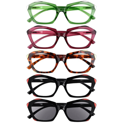 eyekeeper.com 5 Pack Fashionable Reading Glasses Polygon Readers R2129 Eyeglasses