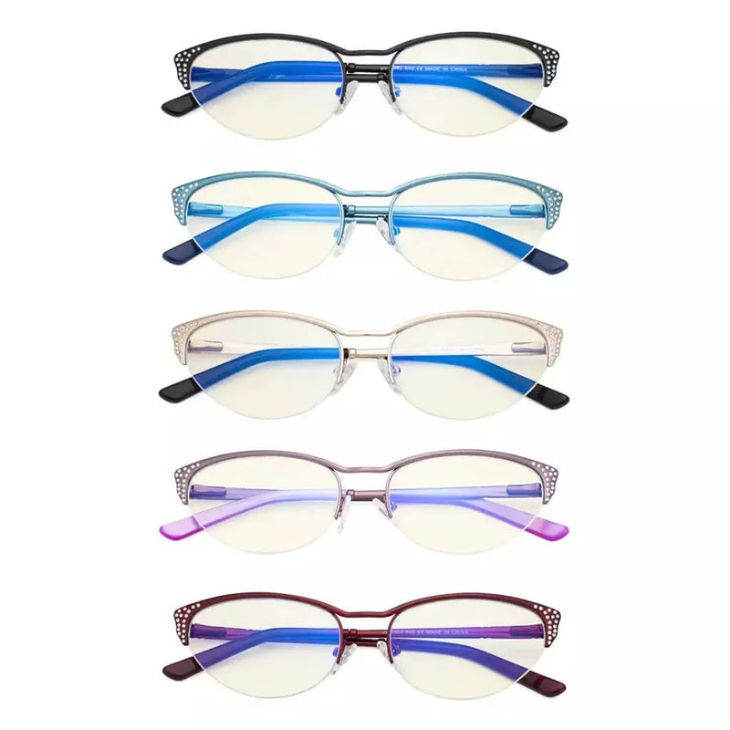 eyekeeper.com 5 Pack Half-rim Cat-eye Blue Light Filter Eyeglasses UV17002 Eyeglasses