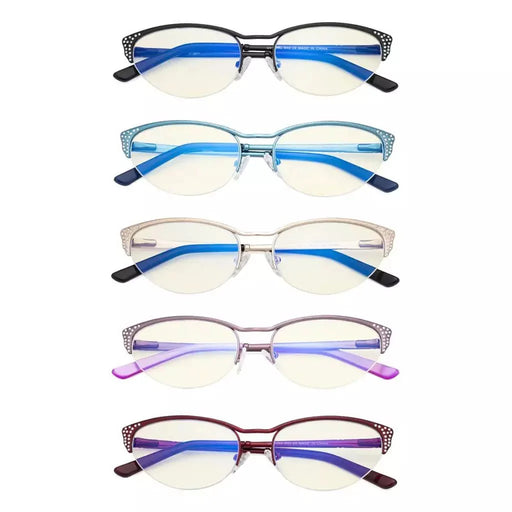 eyekeeper.com 5 Pack Half-rim Cat-eye Blue Light Filter Eyeglasses UV17002 Eyeglasses