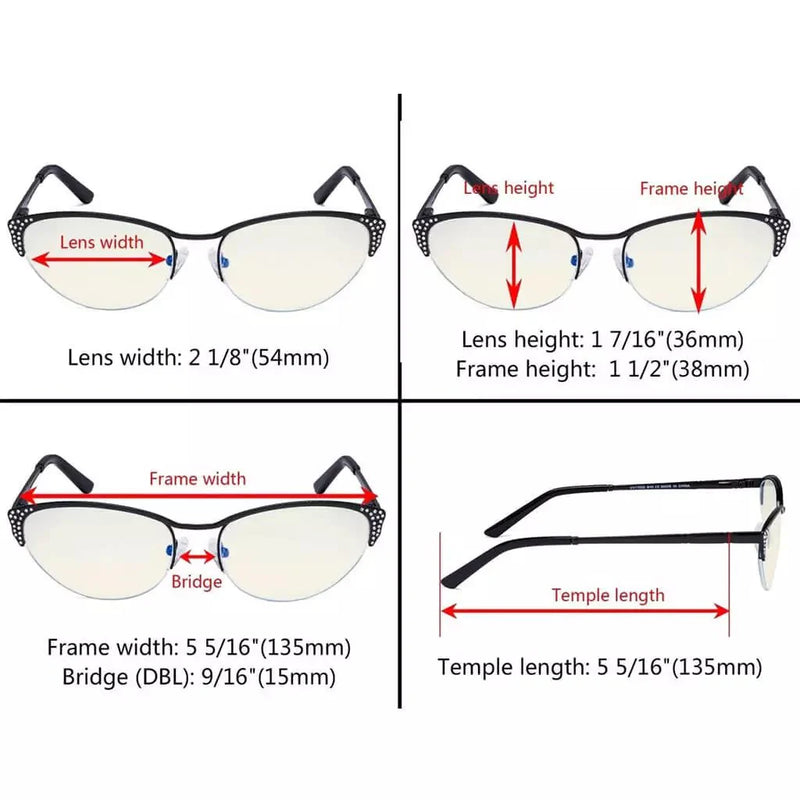 eyekeeper.com 5 Pack Half-rim Cat-eye Blue Light Filter Eyeglasses UV17002 Eyeglasses