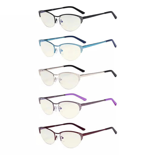 eyekeeper.com 5 Pack Half-rim Cat-eye Blue Light Filter Eyeglasses UV17002 Eyeglasses