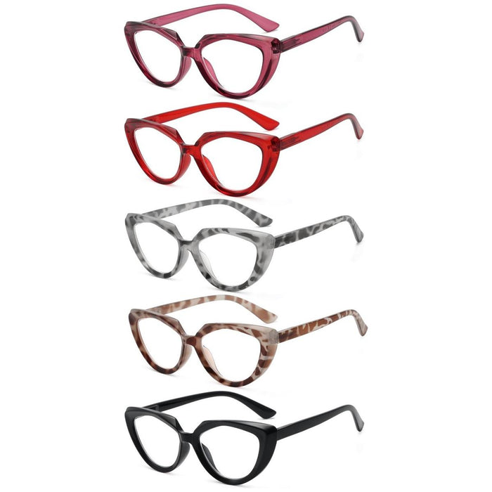 Eyekeeper - 5 Pack Ladies Cat-Eye Stylish Reading Glasses R2137