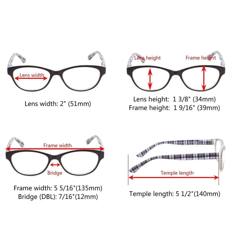 eyekeeper.com 5 Pack Ladies Patterned Design Cat-eye Reading Glasses R074S Eyeglasses