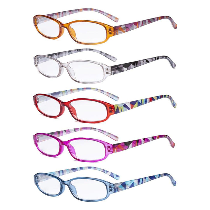 Eyekeeper - 5 Pack Ladies Reading Glasses With Pattern Arms R9104G