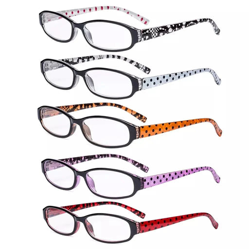 eyekeeper.com 5 Pack Ladies Reading Glasses with Polka Dots Arms R9104P Eyeglasses
