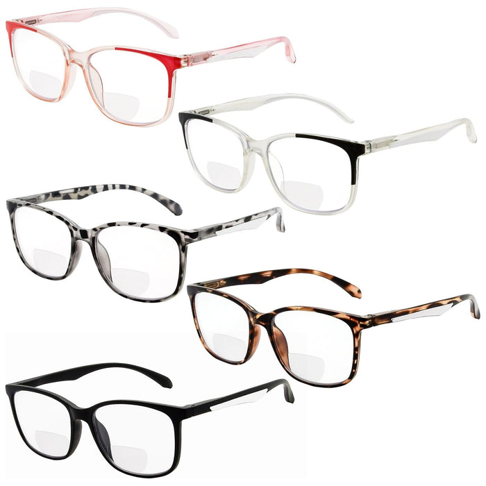 Eyekeeper - 5 Pack Trendy Bifocal Reading Glasses Sg9113Tmp