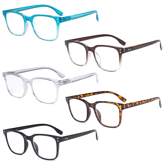 Eyekeeper - 5 Pack Rectangle Reading Glasses Stylish Readers Rt1804