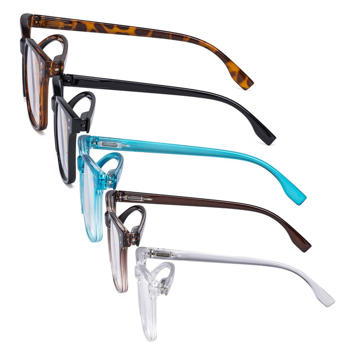 Eyekeeper - 5 Pack Rectangle Reading Glasses Stylish Readers Rt1804