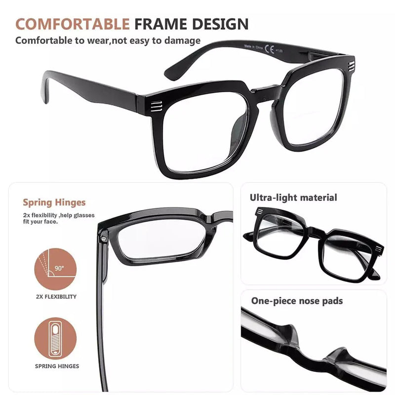 eyekeeper.com 5 Pack Modern Readers Square Reading Glasses R2104 Eyeglasses