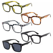 eyekeeper.com 5 Pack Modern Readers Square Reading Glasses R2104 Eyeglasses