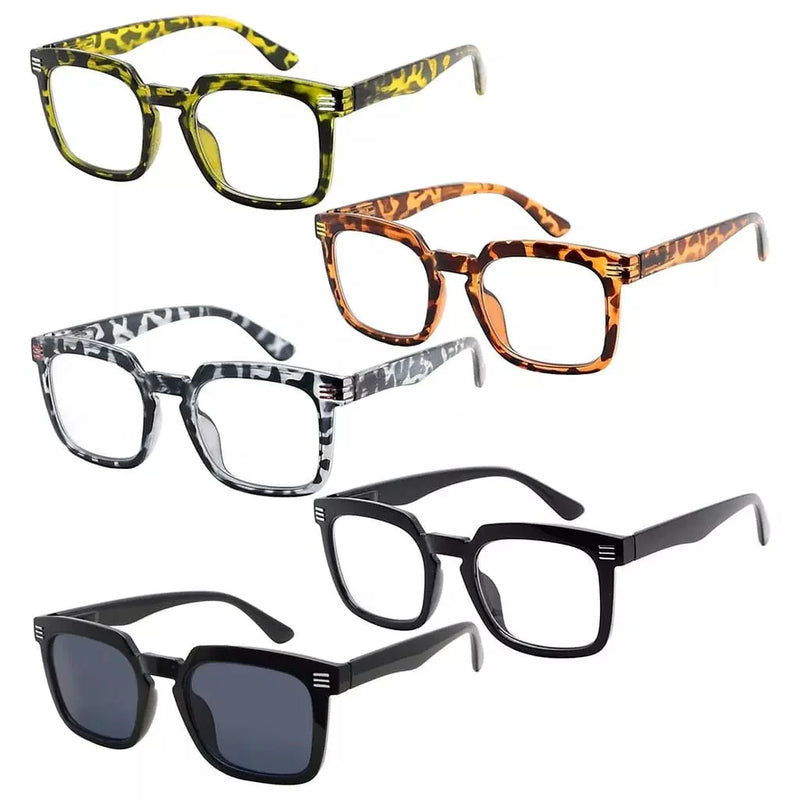 eyekeeper.com 5 Pack Modern Readers Square Reading Glasses R2104 Eyeglasses