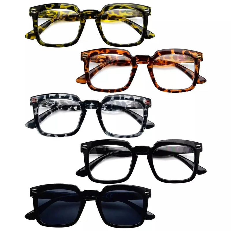 eyekeeper.com 5 Pack Modern Readers Square Reading Glasses R2104 Eyeglasses