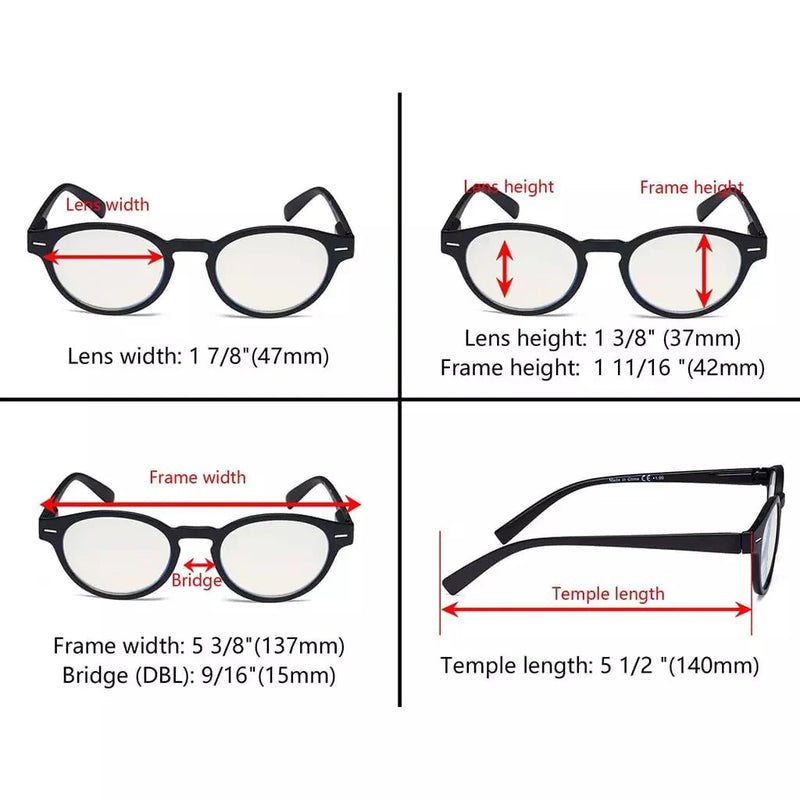 eyekeeper.com 5 Pack Oval Blue Light Filter Reading Glasses UVR091 Eyeglasses