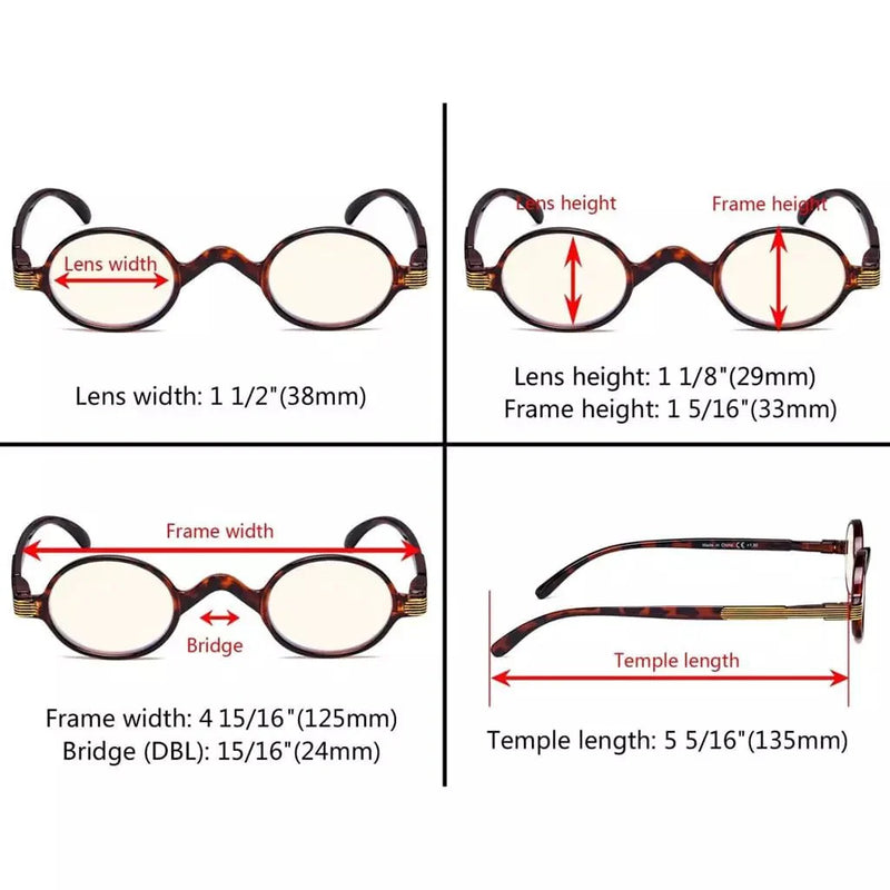 eyekeeper.com 5 Pack Oval Classic Vintage Blue Light Glasses UVR077X Eyeglasses