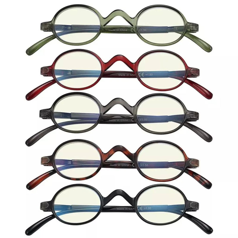 eyekeeper.com 5 Pack Oval Classic Vintage Blue Light Glasses UVR077X Eyeglasses