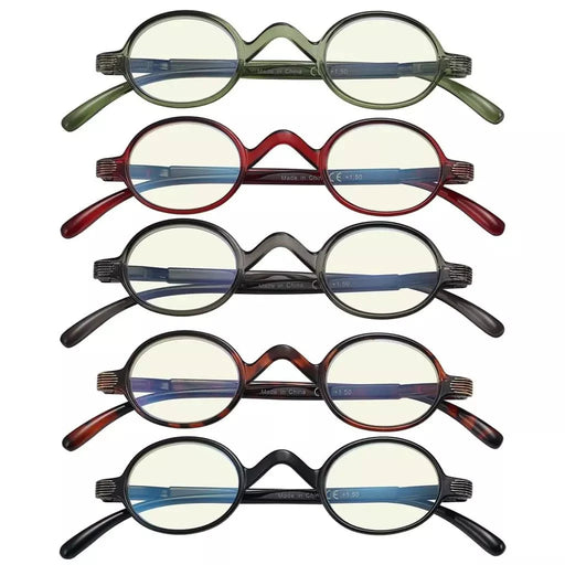 eyekeeper.com 5 Pack Oval Classic Vintage Blue Light Glasses UVR077X Eyeglasses