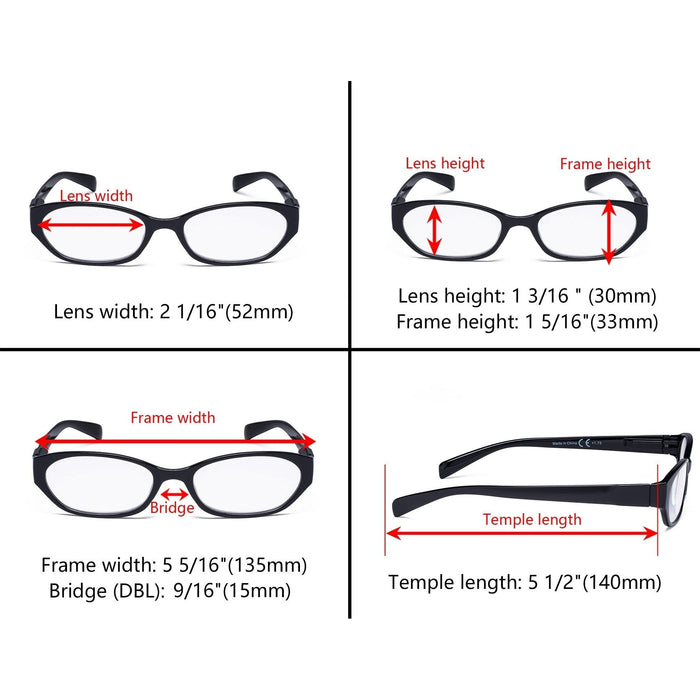 Eyekeeper - 5 Pack Oval Fashion Reading Glasses Include Sunglasses R9101