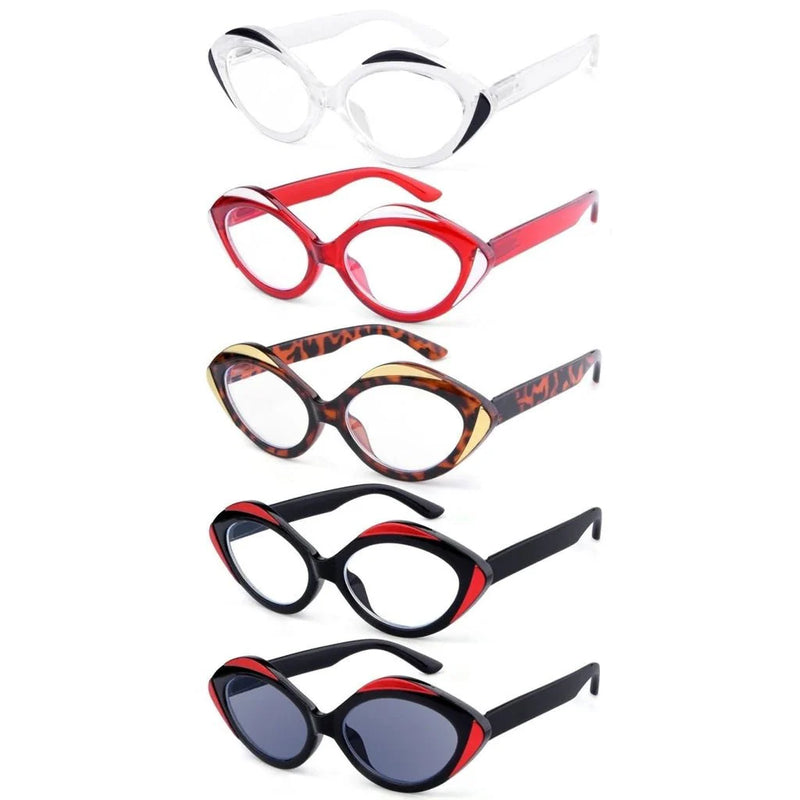eyekeeper.com 5 Pack Oval Reading Glasses Stylish Readers R2128 Eyeglasses