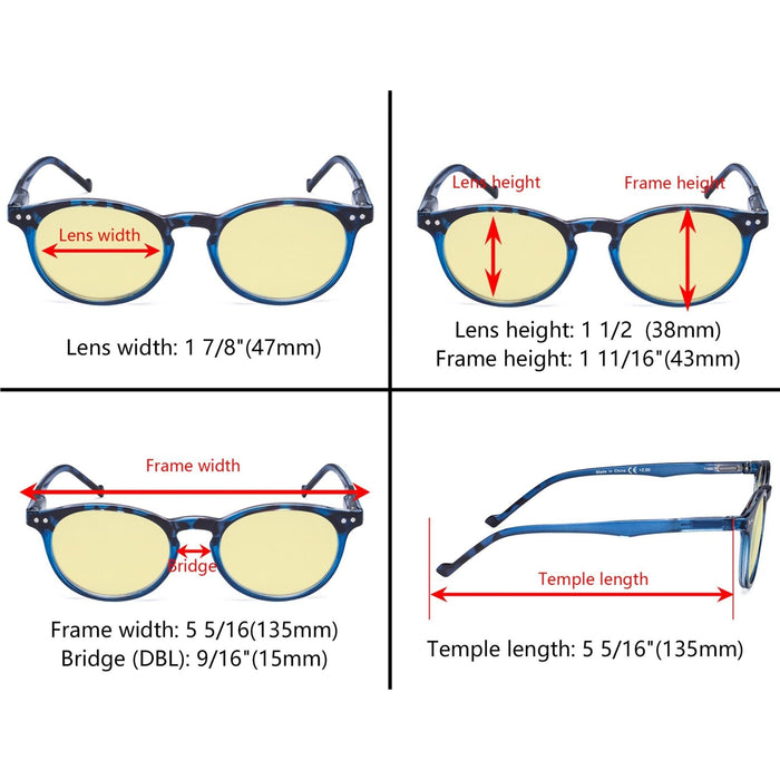 Eyekeeper - 5 Pack Stylish Oval Blue Light Blocking Readers Tm071F