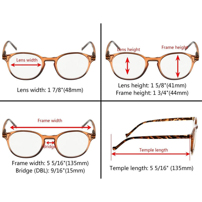 Eyekeeper.Com - 5 Pack Oval Round Reading Glasses R9115B