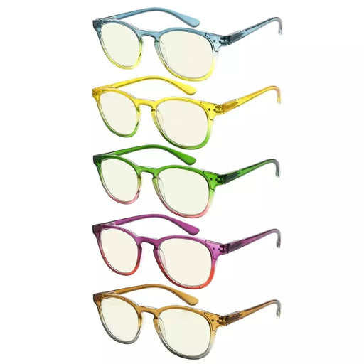 eyekeeper.com 5 Pack Oval Two Tone Colorful Blue Light Filter Reading Glasses UVR144 Eyeglasses