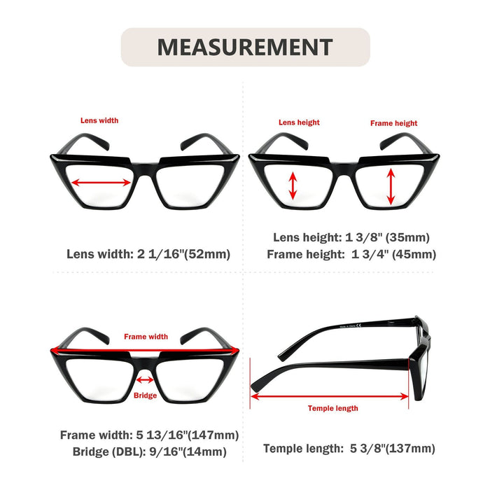 Eyekeeper - 5 Pack Funky Cat-Eye Design Reading Glasses R2138