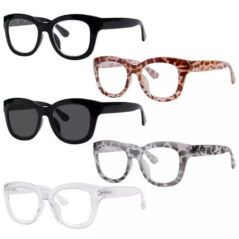 eyekeeper.com 5 Pack Oversized Retro Reading Glasses Classic Square Readers FH1555 Eyeglasses