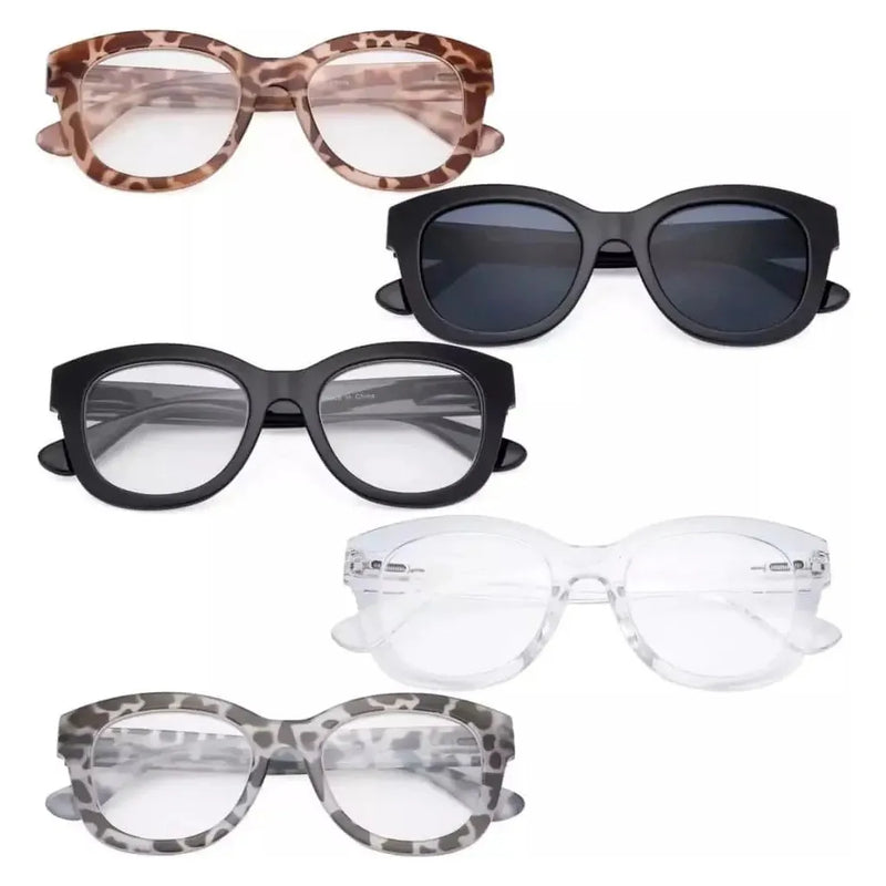 eyekeeper.com 5 Pack Oversized Retro Reading Glasses Classic Square Readers FH1555 Eyeglasses
