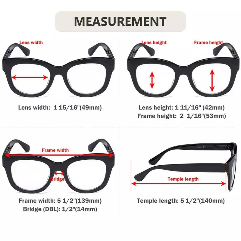 eyekeeper.com 5 Pack Oversized Retro Reading Glasses Classic Square Readers FH1555 Eyeglasses
