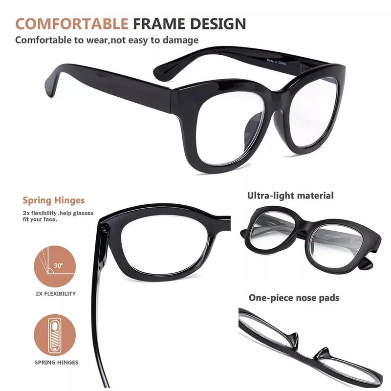 eyekeeper.com 5 Pack Oversized Retro Reading Glasses Classic Square Readers FH1555 Eyeglasses