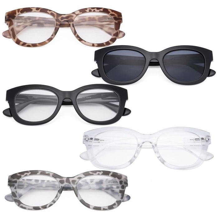 Eyekeeper - 5 Pack Oversized Retro Reading Glasses Fh1555