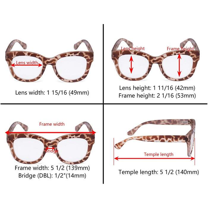 Eyekeeper - 5 Pack Oversized Retro Reading Glasses Fh1555