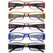 eyekeeper.com 5 Pack Polka Dots Rectangle Reading Glasses R006P Eyeglasses