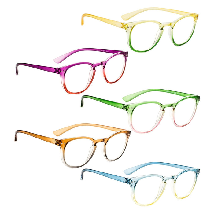 Eyekeeper - 5 Pack Oval Fashion Design Reading Glasses 3-R144