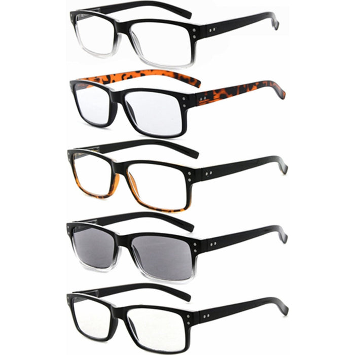 Eyekeeper - 5 Pack Reading Glasses Retro Readers Men Women R032-A