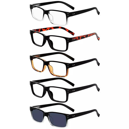 eyekeeper.com 5 Pack Reading Glasses Retro Rectangle Readers R032-A Eyeglasses