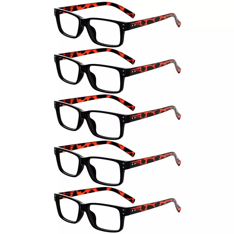eyekeeper.com 5 Pack Reading Glasses Retro Rectangle Readers R032-A Eyeglasses