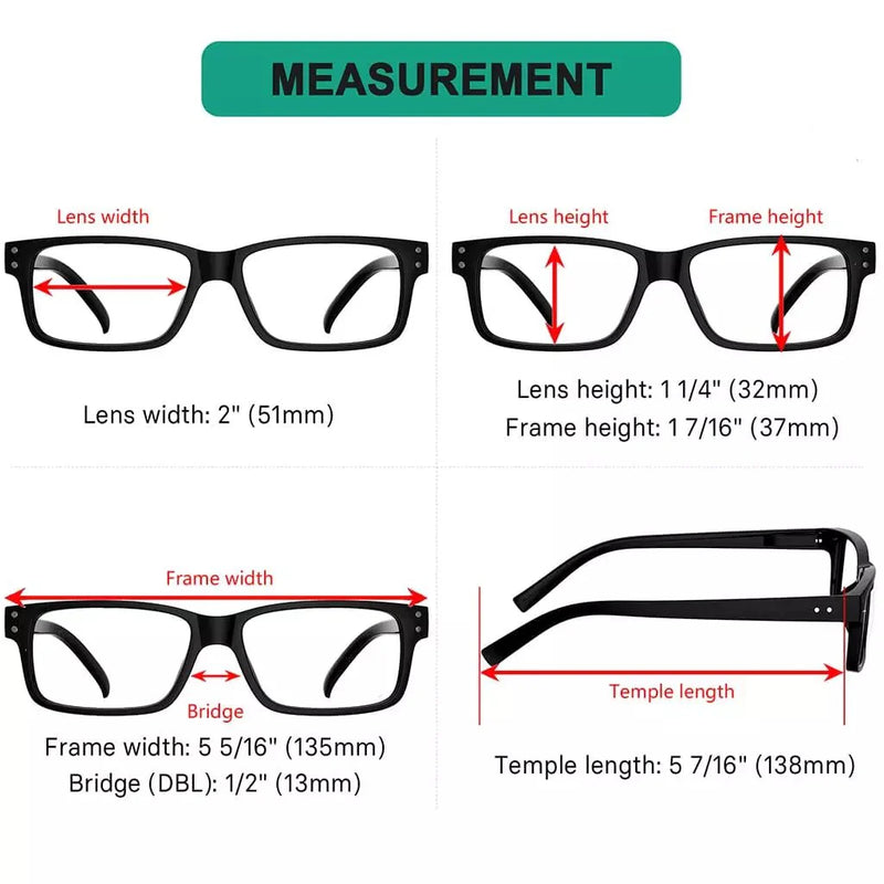 eyekeeper.com 5 Pack Reading Glasses Retro Rectangle Readers R032-A Eyeglasses