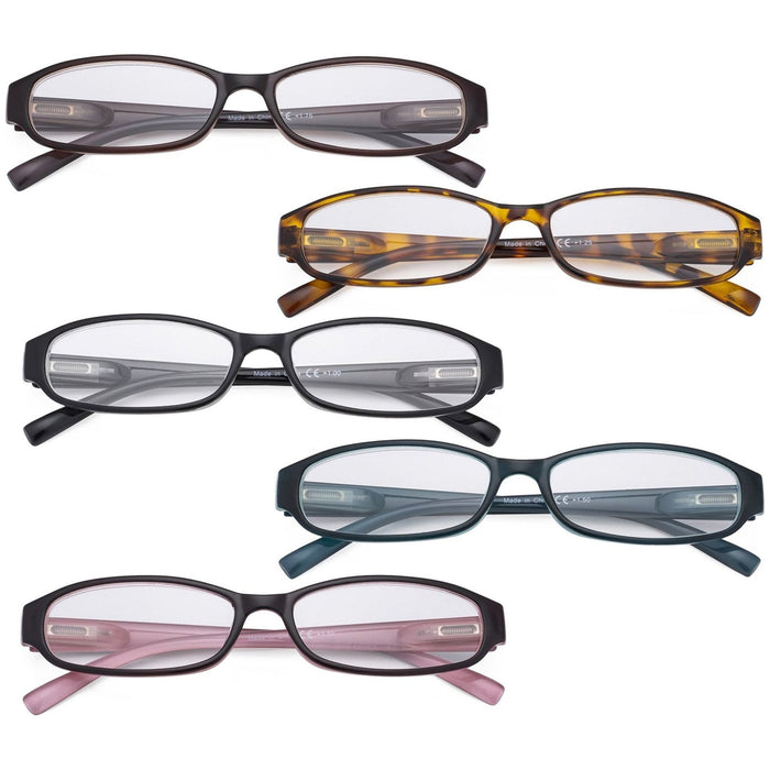 Eyekeeper - 5 Pack Reading Glasses Small Narrow Lens R9104K