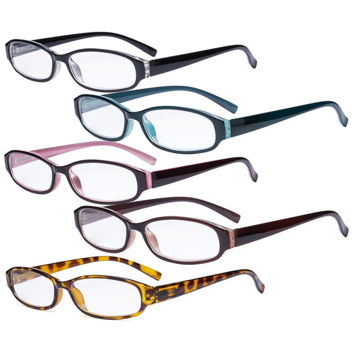 Eyekeeper - 5 Pack Reading Glasses Small Narrow Lens R9104K