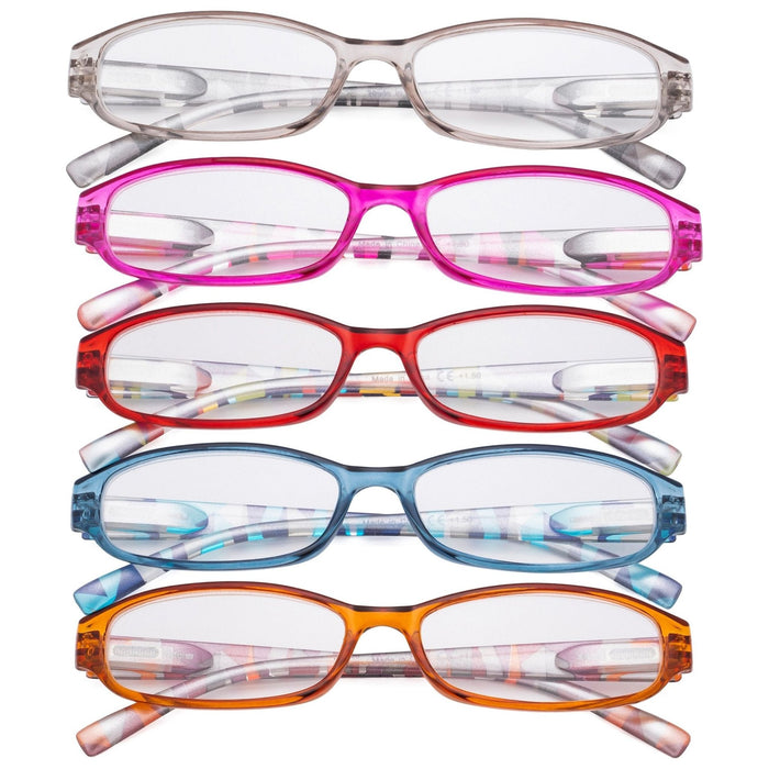 Eyekeeper - 5 Pack Ladies Reading Glasses With Pattern Arms R9104G