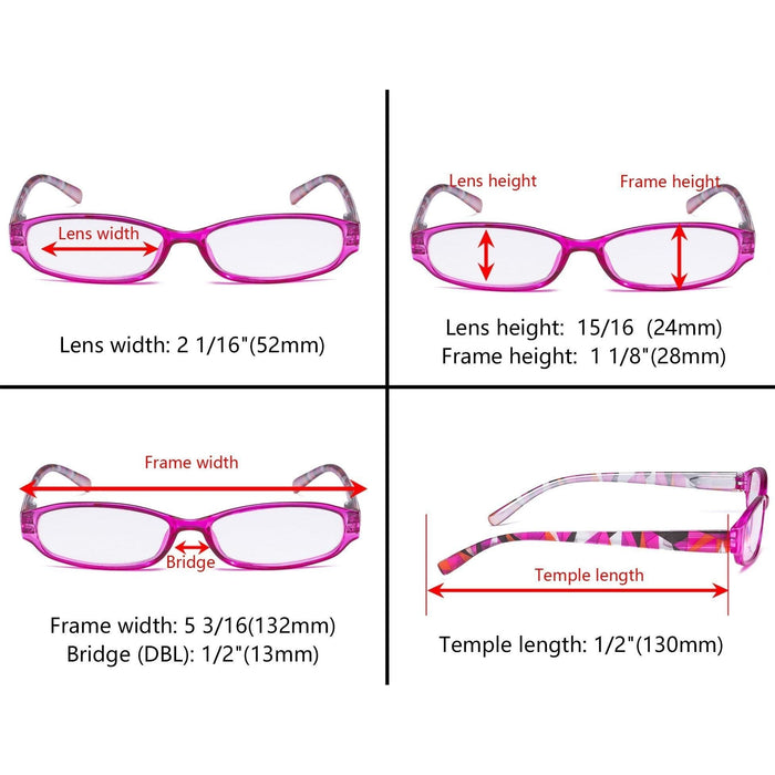 Eyekeeper - 5 Pack Ladies Reading Glasses With Pattern Arms R9104G