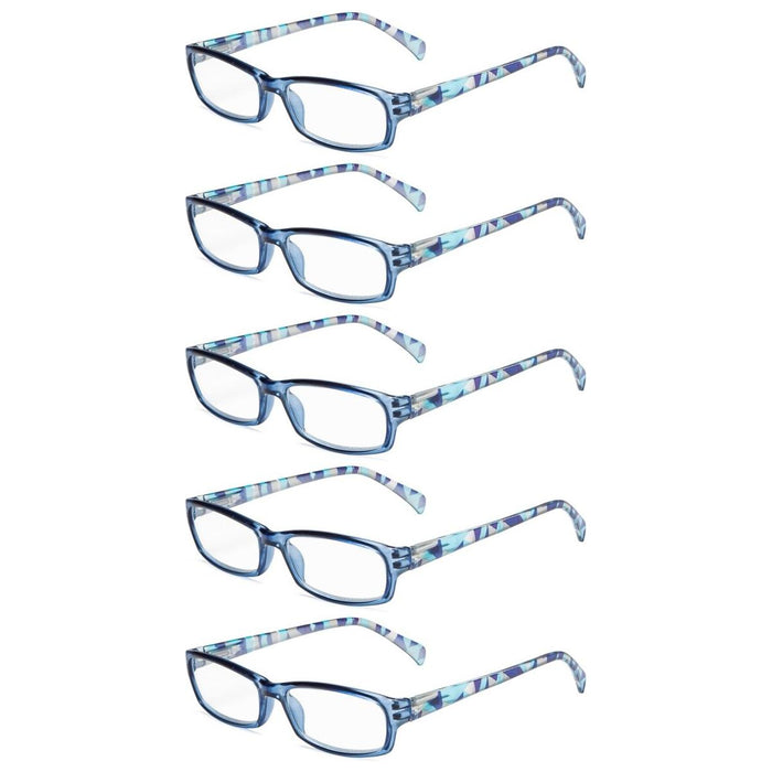 Eyekeeper - 5 Pack Reading Glasses With Pattern Temples Rt1803