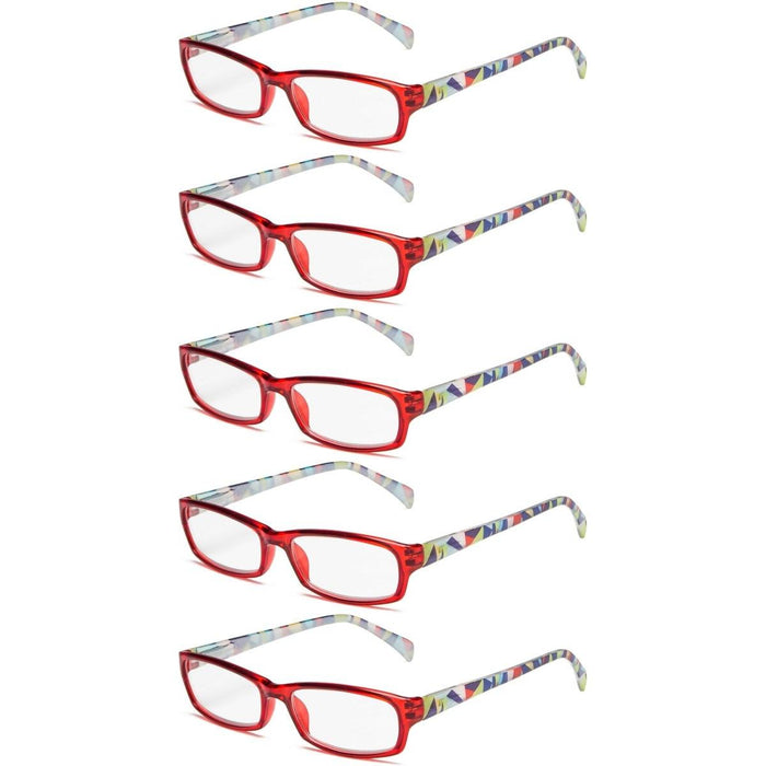 Eyekeeper - 5 Pack Reading Glasses With Pattern Temples Rt1803