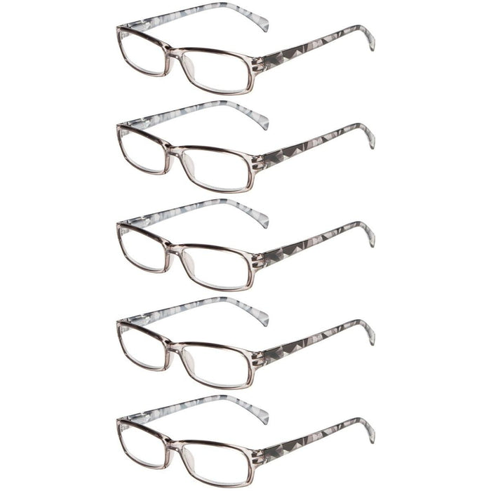 Eyekeeper - 5 Pack Reading Glasses With Pattern Temples Rt1803